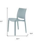 Set of Four Blue Heavy Duty Plastic Outdoor Stacking Dining Chairs