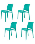 Set of Four Blue Heavy Duty Plastic Outdoor Stacking Dining Chairs