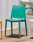 Set of Four Blue Heavy Duty Plastic Outdoor Stacking Dining Chairs