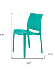 Set of Four Blue Heavy Duty Plastic Outdoor Stacking Dining Chairs