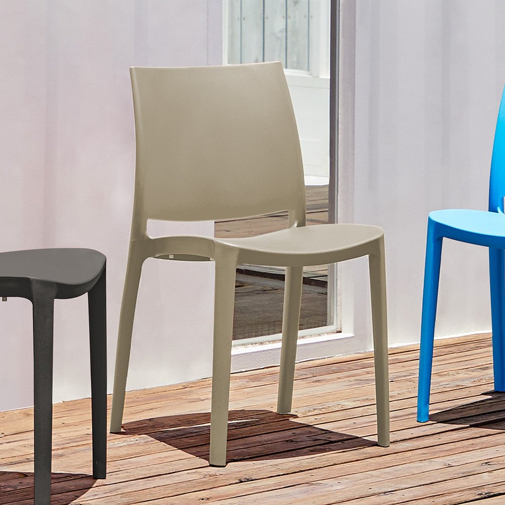 Set of Four Blue Heavy Duty Plastic Outdoor Stacking Dining Chairs