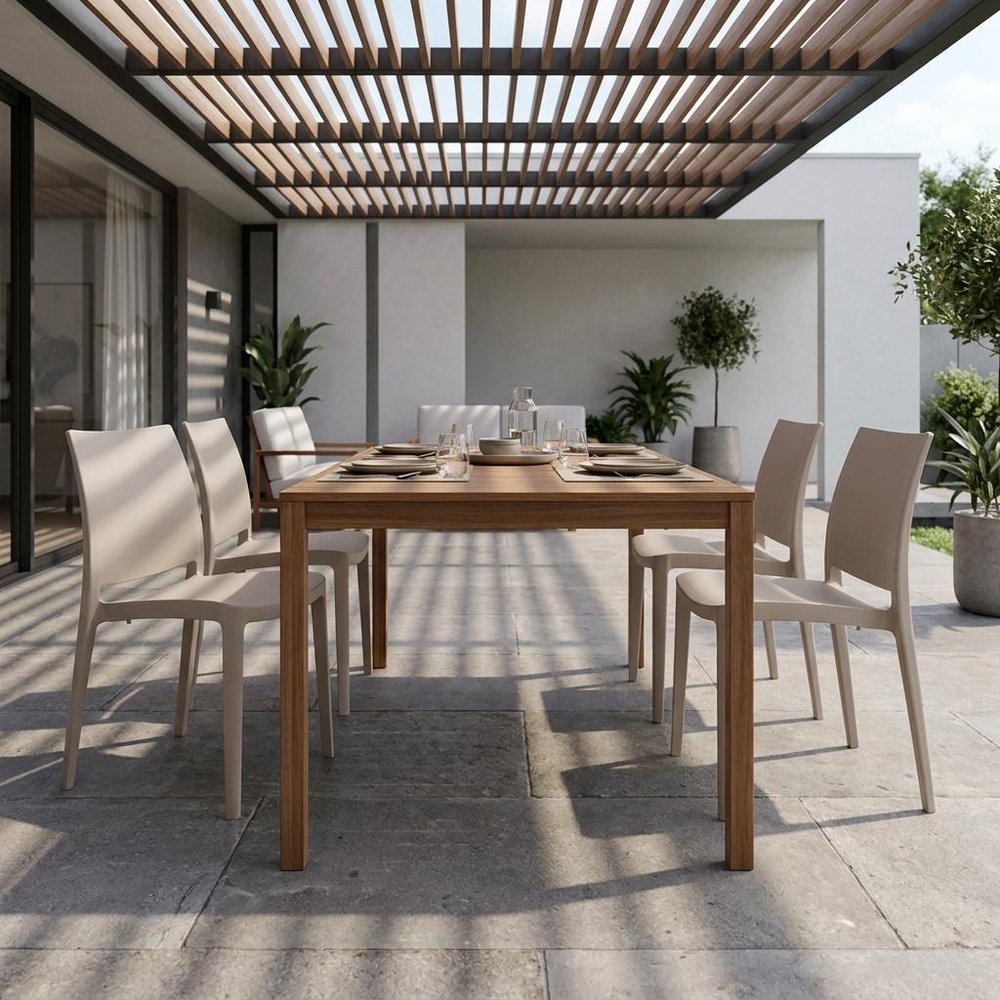 Set of Four Blue Heavy Duty Plastic Outdoor Stacking Dining Chairs