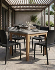 Set of Four Blue Heavy Duty Plastic Outdoor Stacking Dining Chairs