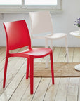 Set of Four Red Heavy Duty Plastic Outdoor Stacking Dining Chairs