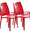 Set of Four Red Heavy Duty Plastic Outdoor Stacking Dining Chairs