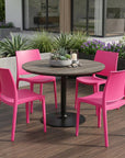 Set of Four Red Heavy Duty Plastic Outdoor Stacking Dining Chairs