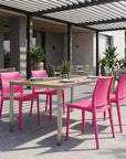 Set of Four Red Heavy Duty Plastic Outdoor Stacking Dining Chairs