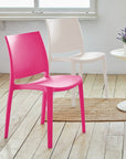 Set of Four Red Heavy Duty Plastic Outdoor Stacking Dining Chairs