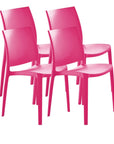 Set of Four Red Heavy Duty Plastic Outdoor Stacking Dining Chairs