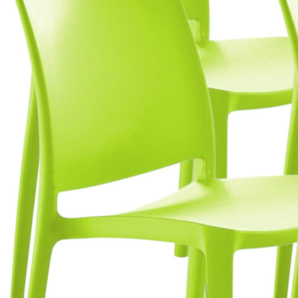 Set of Four Red Heavy Duty Plastic Outdoor Stacking Dining Chairs