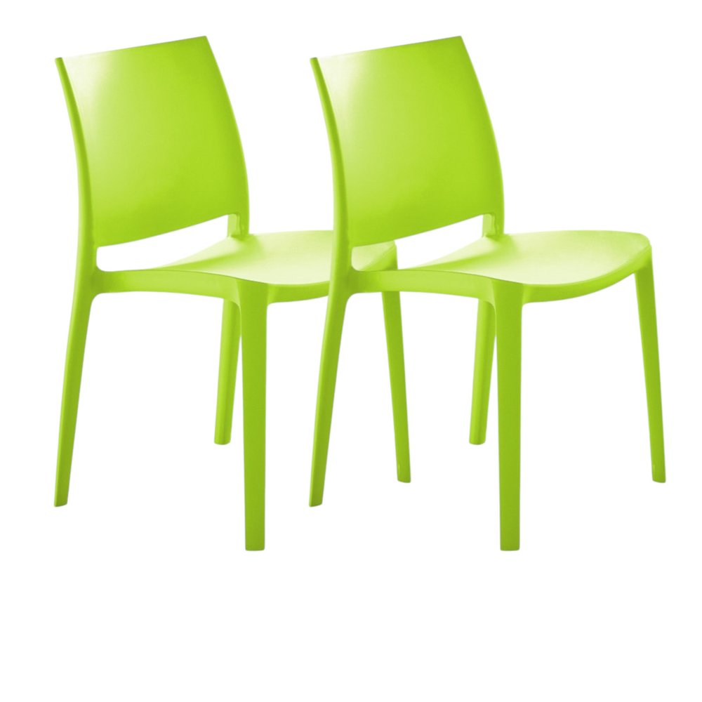 Set of Four Red Heavy Duty Plastic Outdoor Stacking Dining Chairs