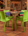Set of Four Red Heavy Duty Plastic Outdoor Stacking Dining Chairs