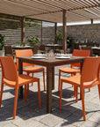 Set of Four Blue Heavy Duty Plastic Outdoor Stacking Dining Chairs