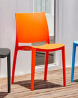 Set of Four Blue Heavy Duty Plastic Outdoor Stacking Dining Chairs