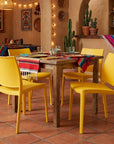 Set of Four Blue Heavy Duty Plastic Outdoor Stacking Dining Chairs
