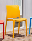 Set of Four Blue Heavy Duty Plastic Outdoor Stacking Dining Chairs