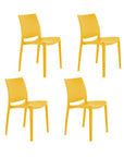 Set of Four Blue Heavy Duty Plastic Outdoor Stacking Dining Chairs