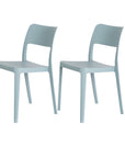 Set of Two Baby Blue Heavy Duty Plastic Outdoor Stacking Accent Chairs
