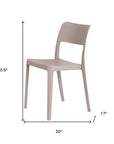 Set of Two Taupe Heavy Duty Plastic Outdoor Stacking Accent Chairs