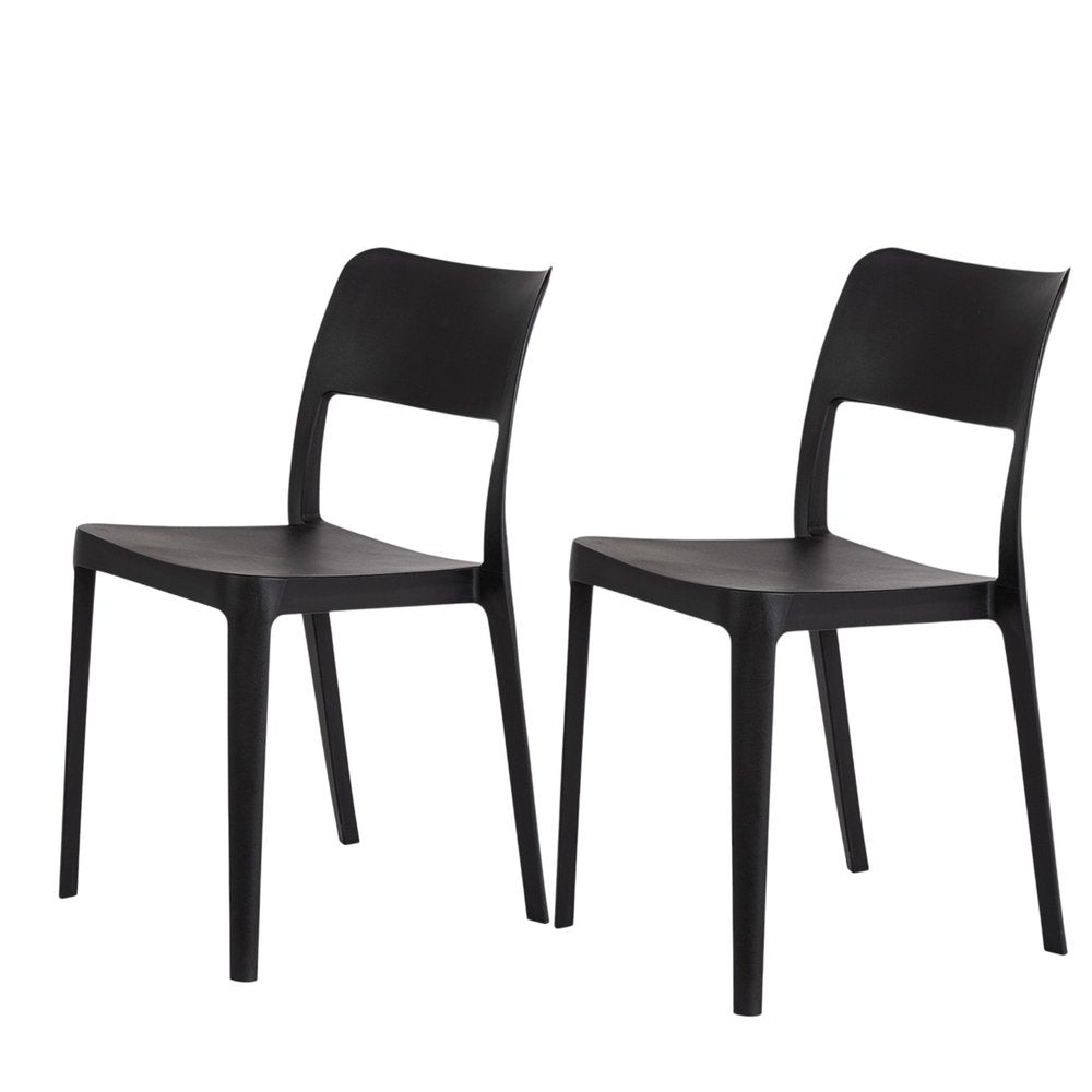 Set of Two Taupe Heavy Duty Plastic Outdoor Stacking Accent Chairs