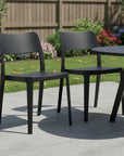 Set of Two Taupe Heavy Duty Plastic Outdoor Stacking Accent Chairs