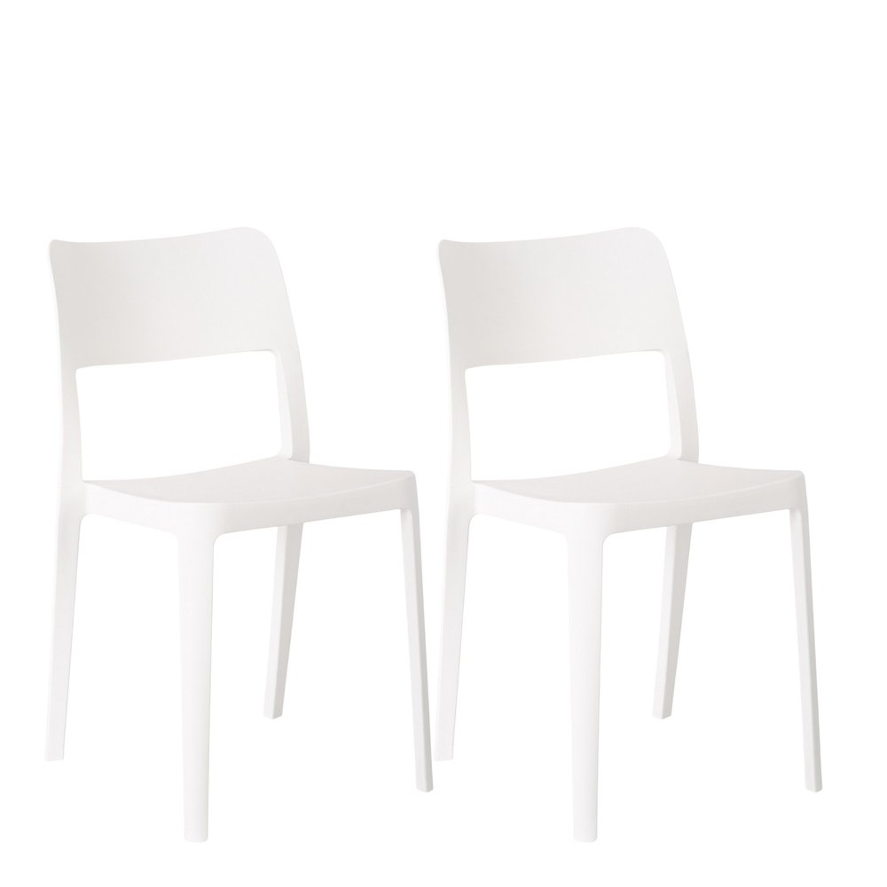 Set of Two Taupe Heavy Duty Plastic Outdoor Stacking Accent Chairs