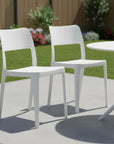 Set of Two Taupe Heavy Duty Plastic Outdoor Stacking Accent Chairs