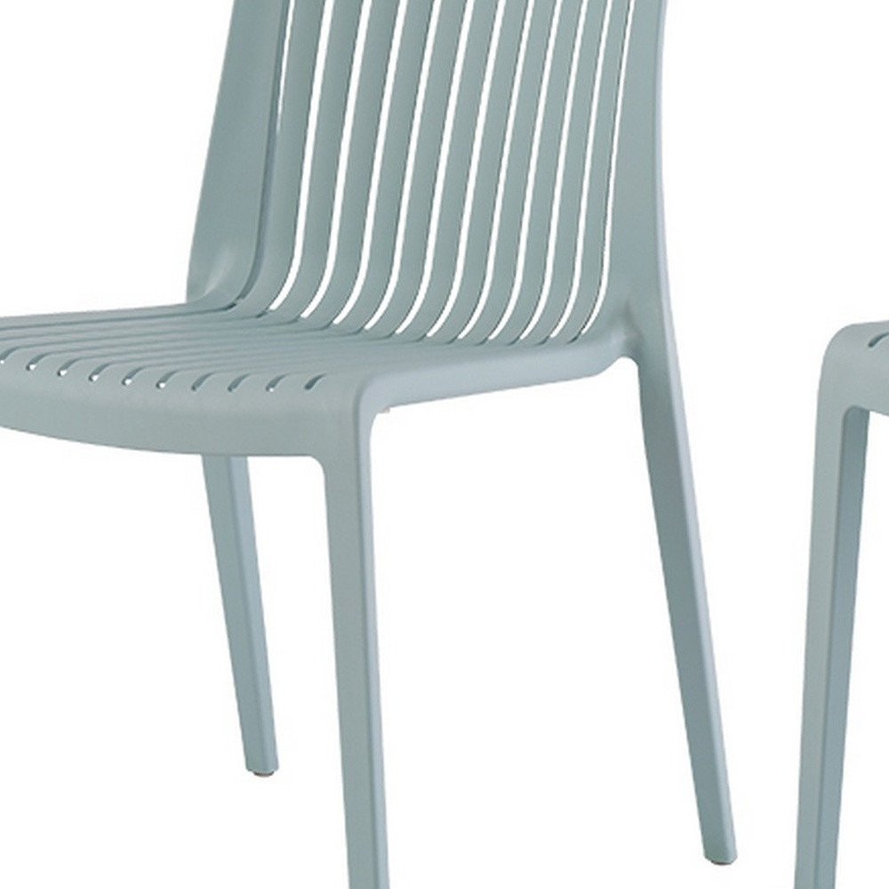 Set of Two Baby Blue Heavy Duty Plastic Outdoor Stacking Dining Chairs