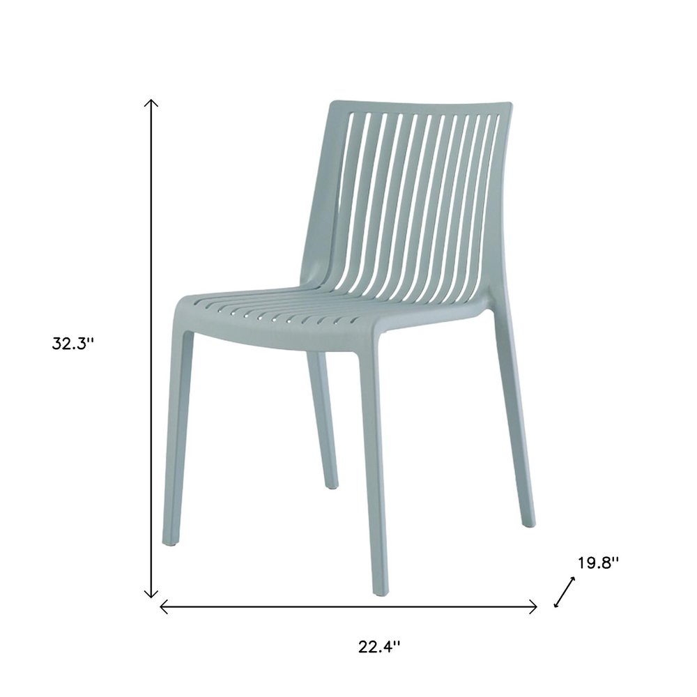 Set of Two Baby Blue Heavy Duty Plastic Outdoor Stacking Dining Chairs