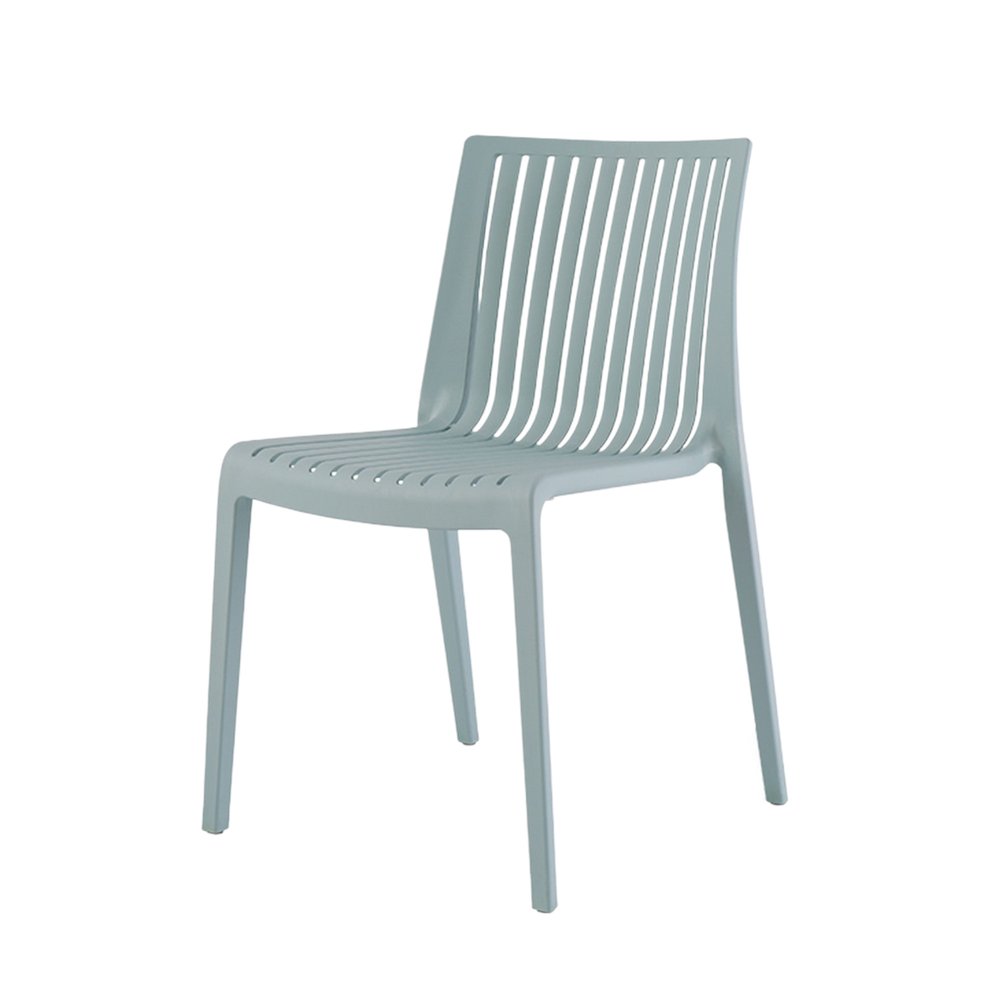 Set of Two Baby Blue Heavy Duty Plastic Outdoor Stacking Dining Chairs