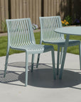Set of Two Baby Blue Heavy Duty Plastic Outdoor Stacking Dining Chairs