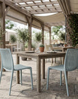 Set of Two Baby Blue Heavy Duty Plastic Outdoor Stacking Dining Chairs