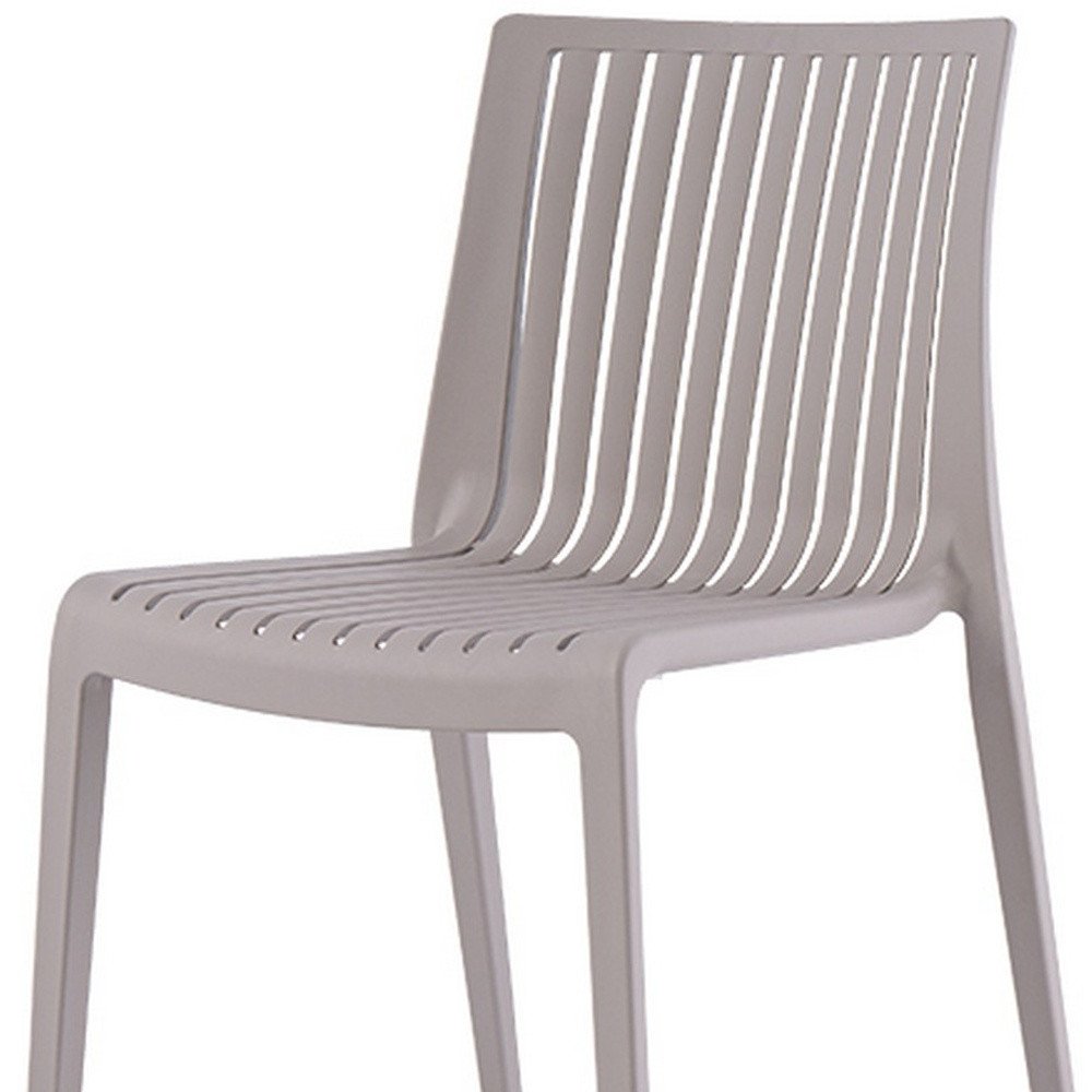 Set of Two Taupe Heavy Duty Plastic Outdoor Stacking Dining Chairs