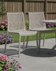 Set of Two Taupe Heavy Duty Plastic Outdoor Stacking Dining Chairs