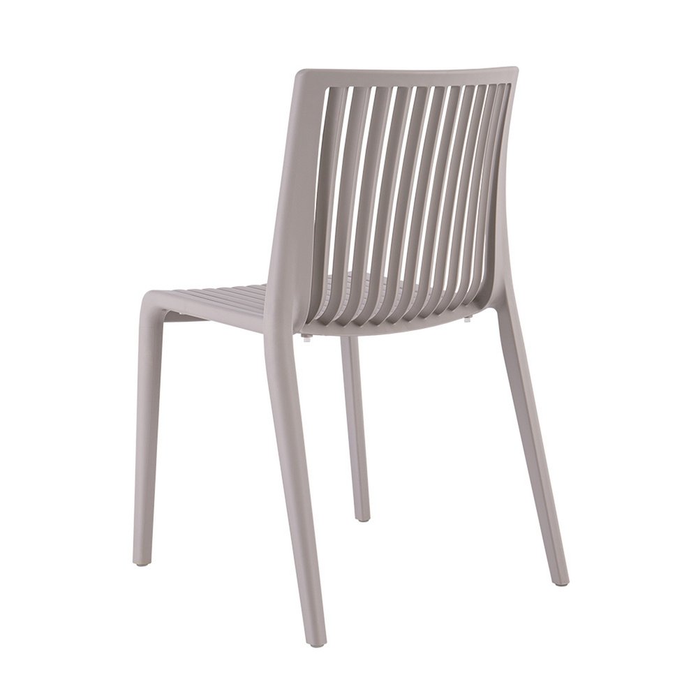 Set of Two Taupe Heavy Duty Plastic Outdoor Stacking Dining Chairs
