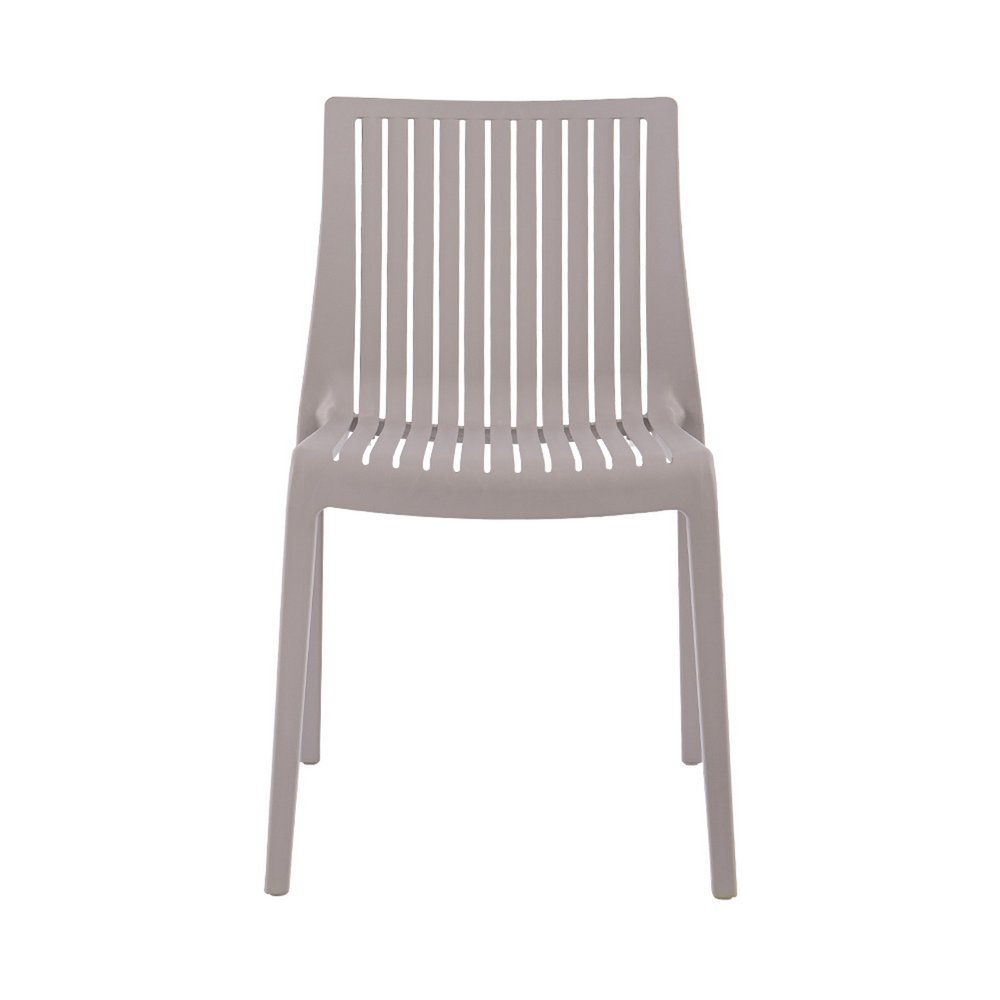 Set of Two Taupe Heavy Duty Plastic Outdoor Stacking Dining Chairs