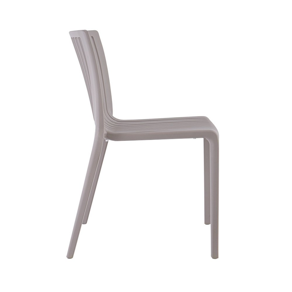 Set of Two Taupe Heavy Duty Plastic Outdoor Stacking Dining Chairs