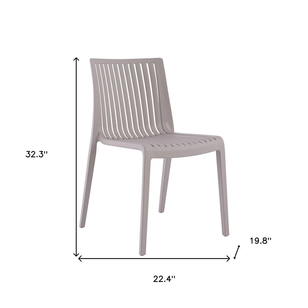 Set of Two Taupe Heavy Duty Plastic Outdoor Stacking Dining Chairs