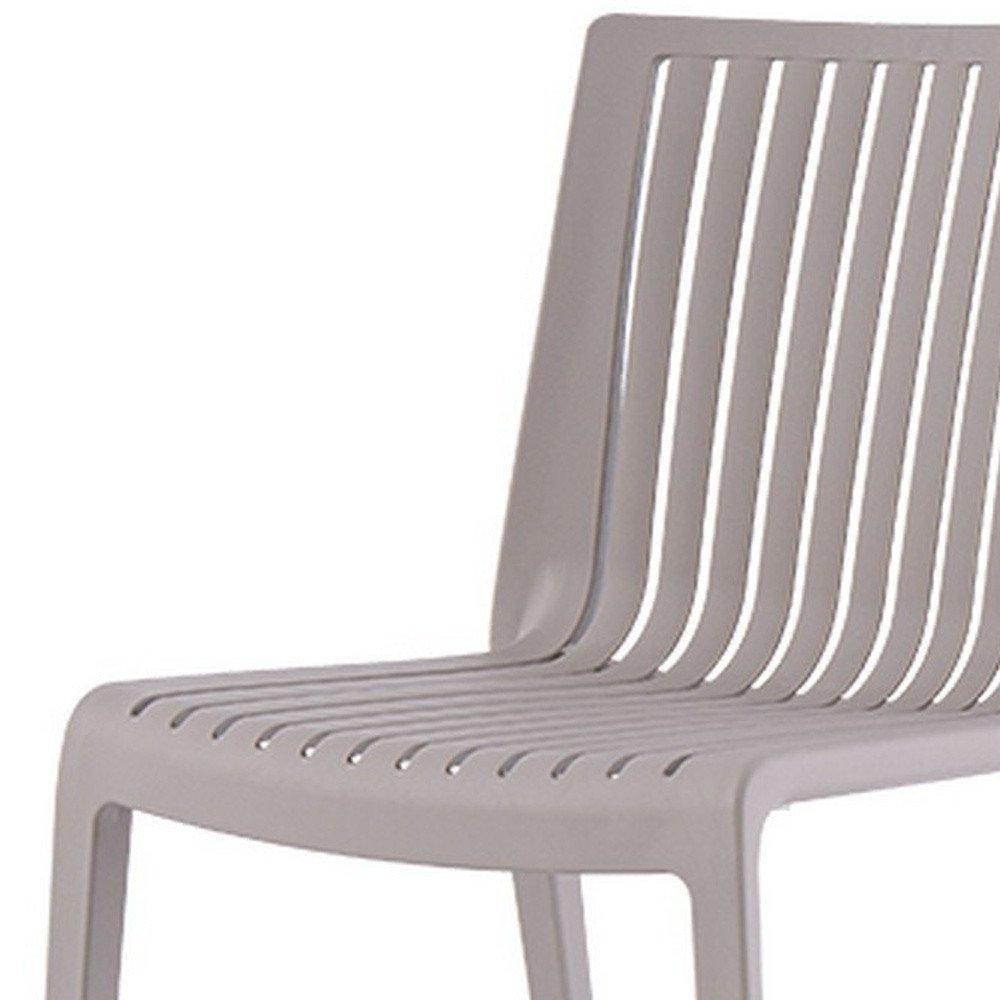 Set of Two Taupe Heavy Duty Plastic Outdoor Stacking Dining Chairs