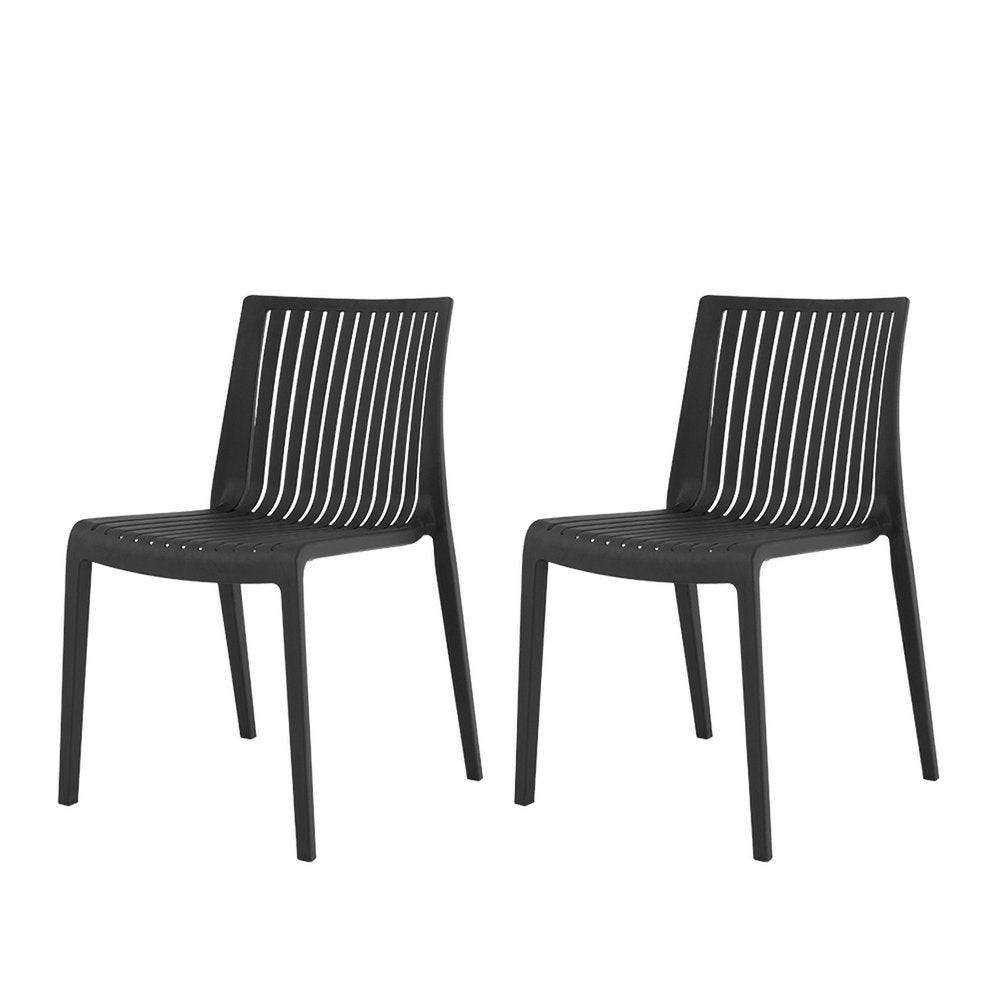 Set of Two Taupe Heavy Duty Plastic Outdoor Stacking Dining Chairs