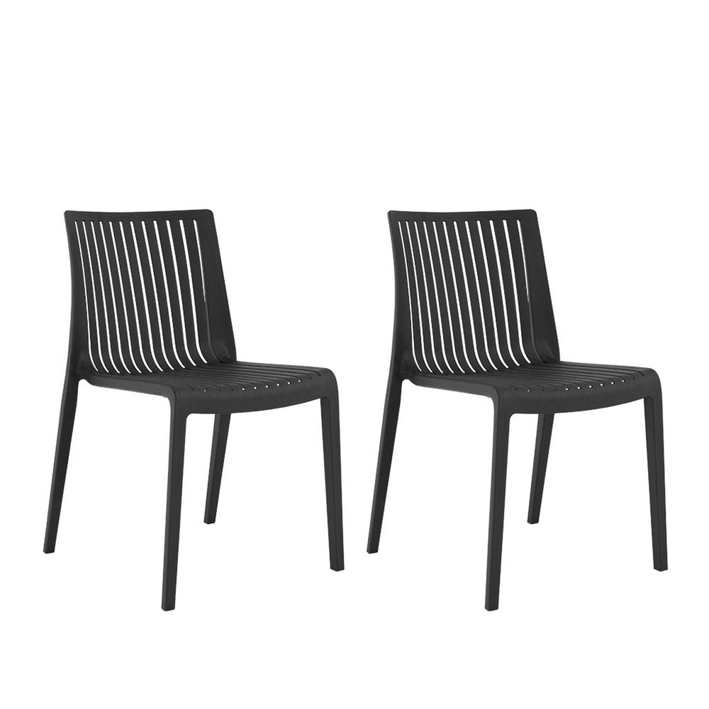 Set of Two Taupe Heavy Duty Plastic Outdoor Stacking Dining Chairs