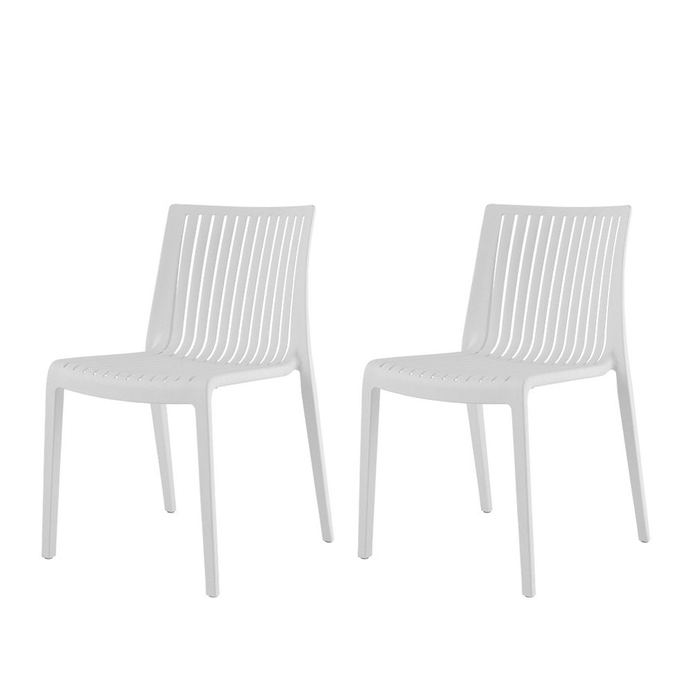 Set of Two Taupe Heavy Duty Plastic Outdoor Stacking Dining Chairs