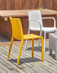 Set of Two Taupe Heavy Duty Plastic Outdoor Stacking Dining Chairs