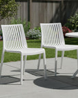 Set of Two Taupe Heavy Duty Plastic Outdoor Stacking Dining Chairs