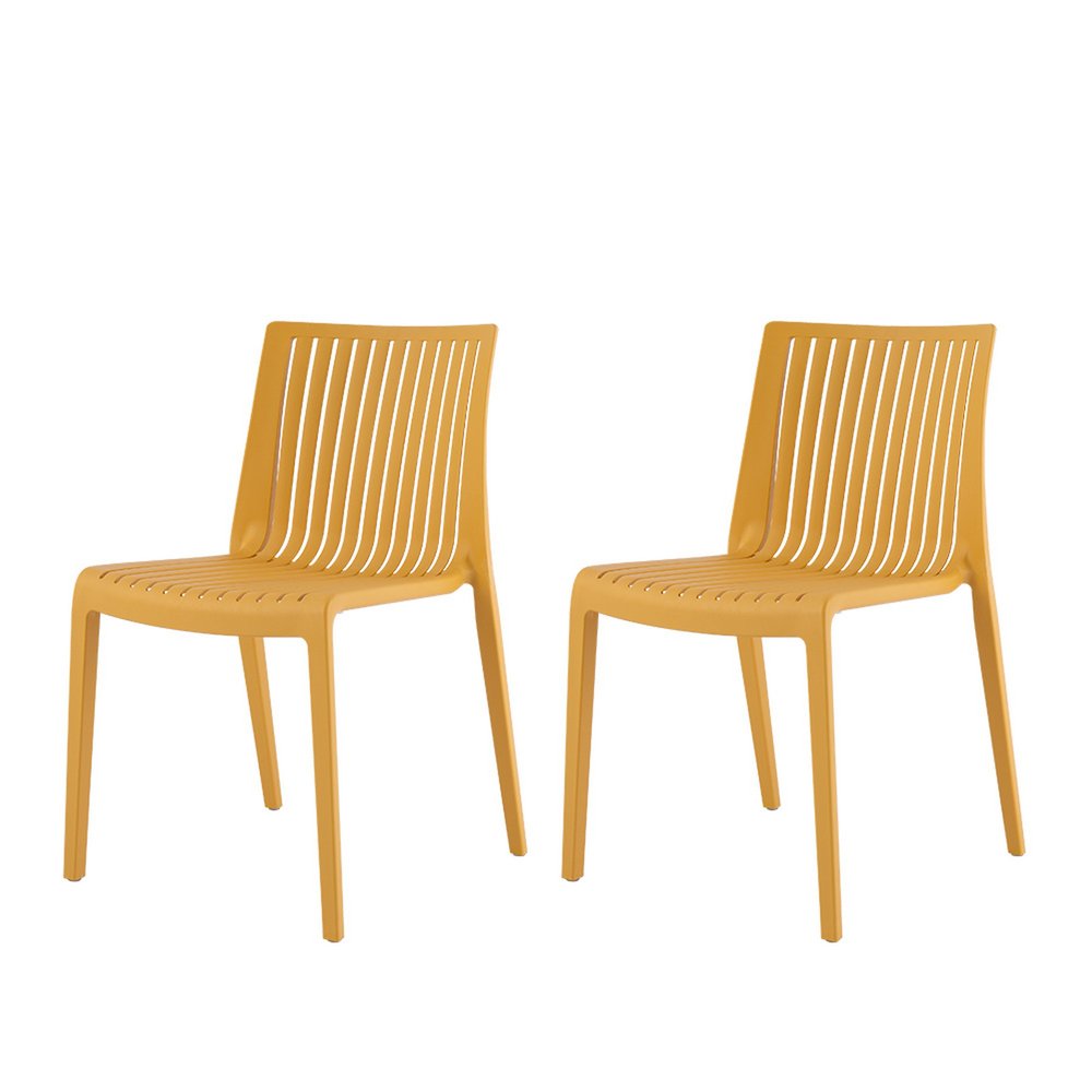 Set of Two Taupe Heavy Duty Plastic Outdoor Stacking Dining Chairs