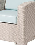 33" Gray Heavy Duty Plastic Outdoor Club Chair With Blue Cushion
