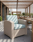 33" Gray Heavy Duty Plastic Outdoor Club Chair With Blue Cushion