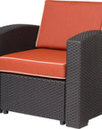 33" Black Heavy Duty Plastic Outdoor Club Chair With Red Cushion