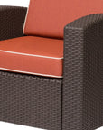 33" Black Heavy Duty Plastic Outdoor Club Chair With Red Cushion
