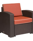33" Black Heavy Duty Plastic Outdoor Club Chair With Red Cushion
